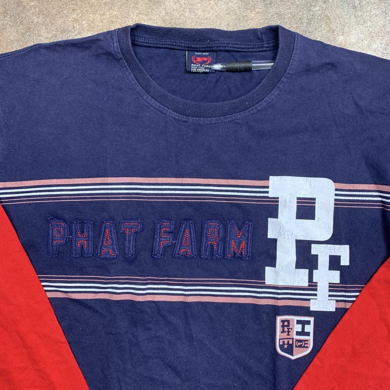 Phat Farm 00s navy red graphic 2 in 1 long sleeve tee