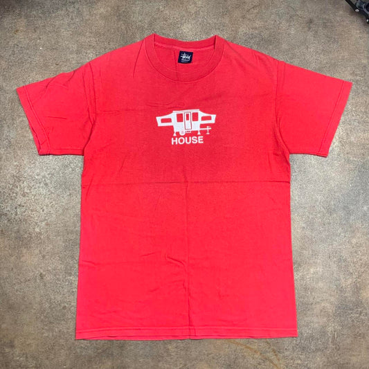 Stüssy 00s red boxy graphic tee