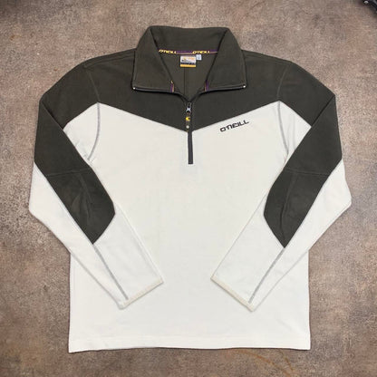 O'Neill 00s cream brown quarter zip fleece