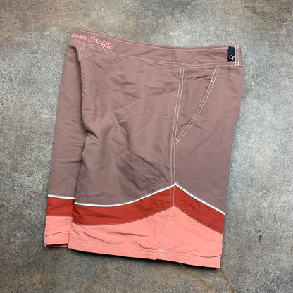 Ocean Pacific 00s brown pink baggy boardshorts