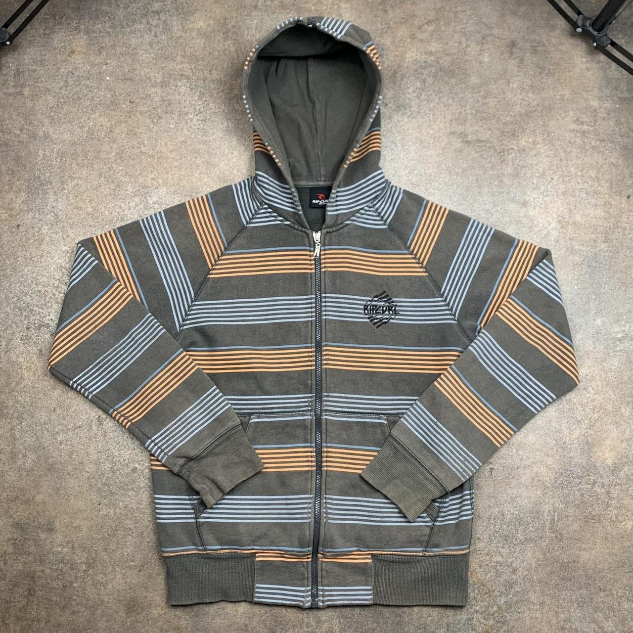 Rip Curl 00s graphic brown striped zip hoodie