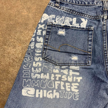 Rip Curl 00s blue graphic baggy denim jeans