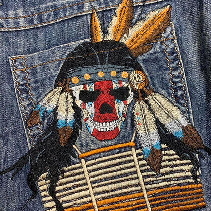 Miskeen 90s graphic baggy blue denim jeans