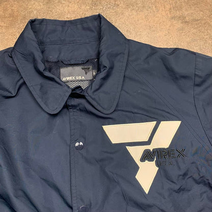 Avirex 00s navy white graphic boxy track jacket