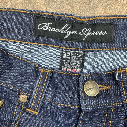 Brooklyn Xpress 00s graphic baggy navy denim jeans