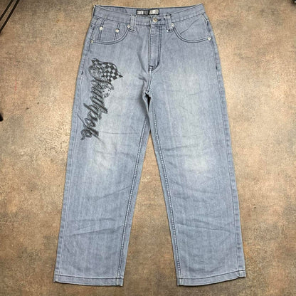Southpole 00s baggy graphic grey denim jeans
