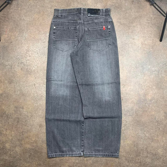 Southpole 00s red tab black grey baggy denim jeans