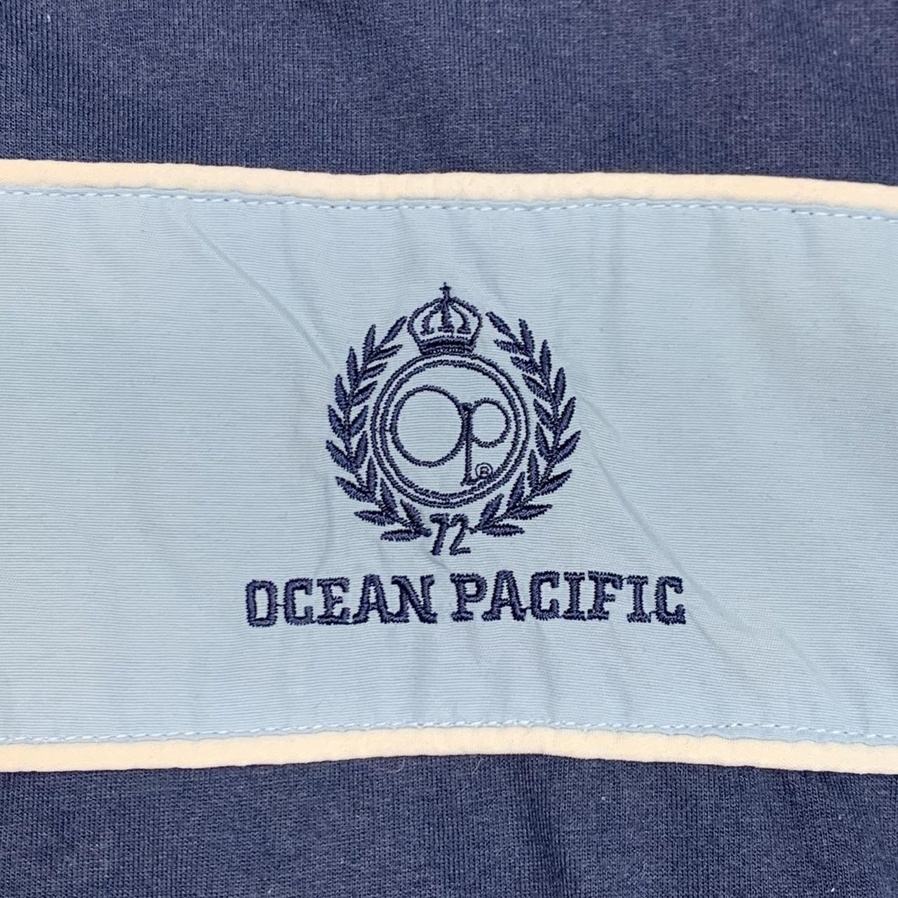 Ocean Pacific 00s navy white reversible graphic zip jumper