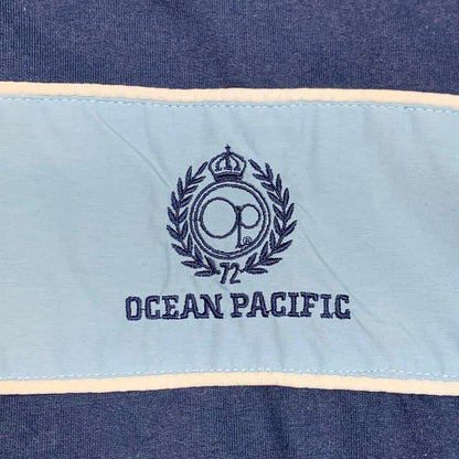 Ocean Pacific 00s navy white reversible graphic zip jumper
