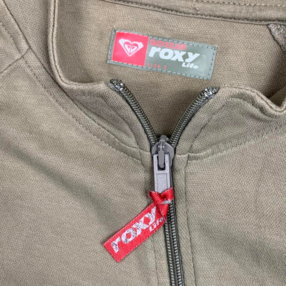 Roxy Life 90s graphic beige asymmetric zip jumper