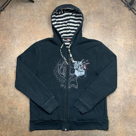 Quiksilver 00s reversible black white zip hoodie