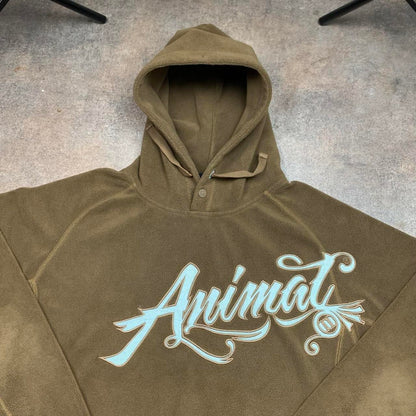 Animal 00s brown graphic baggy hoodie