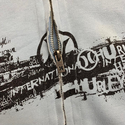 Hurley 00s graphic pale blue baggy zip hoodie