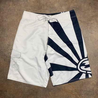 Billabong 00s Andy Iron graphic white boardshorts