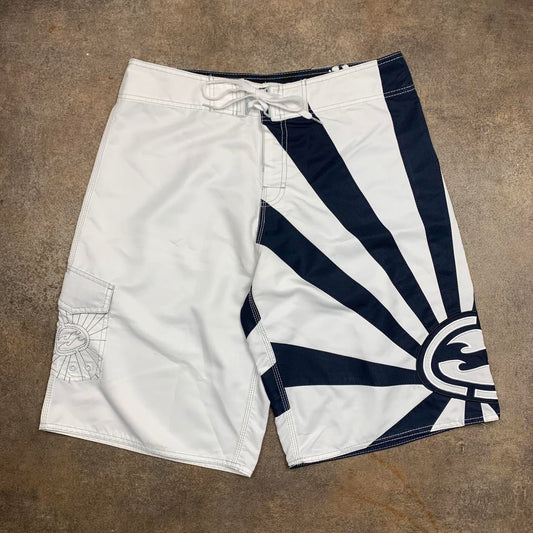Billabong 00s Andy Iron graphic white boardshorts