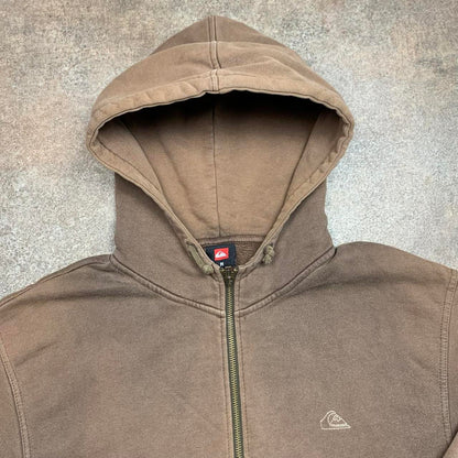 Quiksilver 00s brown grunge graphic zip hoodie