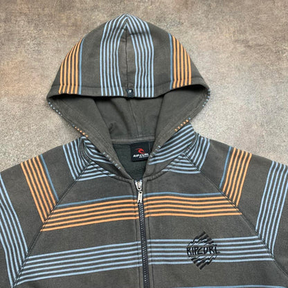 Rip Curl 00s graphic brown striped zip hoodie
