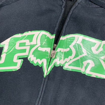 Fox Racing 00s black graphic boxy zip hoodie