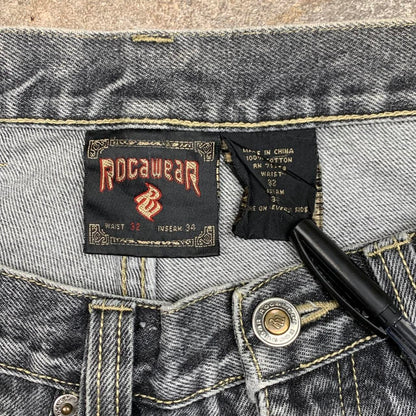 Rocawear 00s graphic grey baggy denim jeans