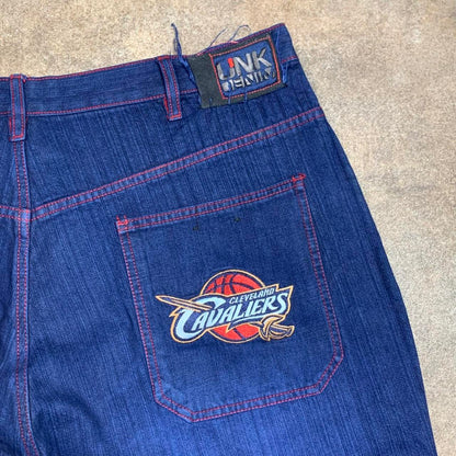 UNK Denim 90s cavaliers navy baggy graphic jeans