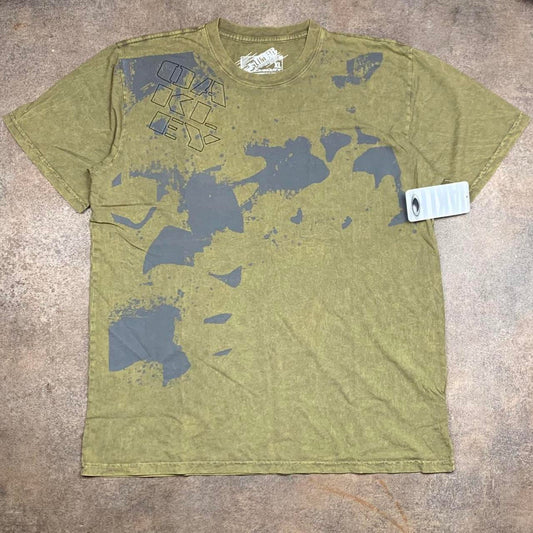 Oakley 00s khaki grey camo graphic tee