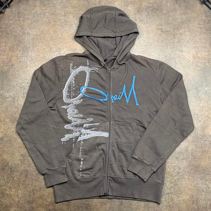 O'Neill 00s graphic brown baggy zip hoodie