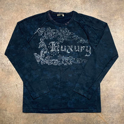 Guess NYC 00s grunge navy graphic long sleeve tee