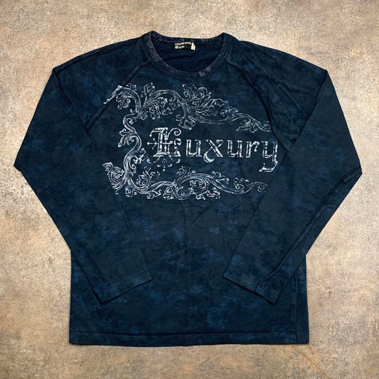 Guess NYC 00s grunge navy graphic long sleeve tee