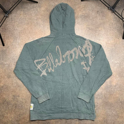 Billabong 00s grey balaclava hood faded graphic hoodie