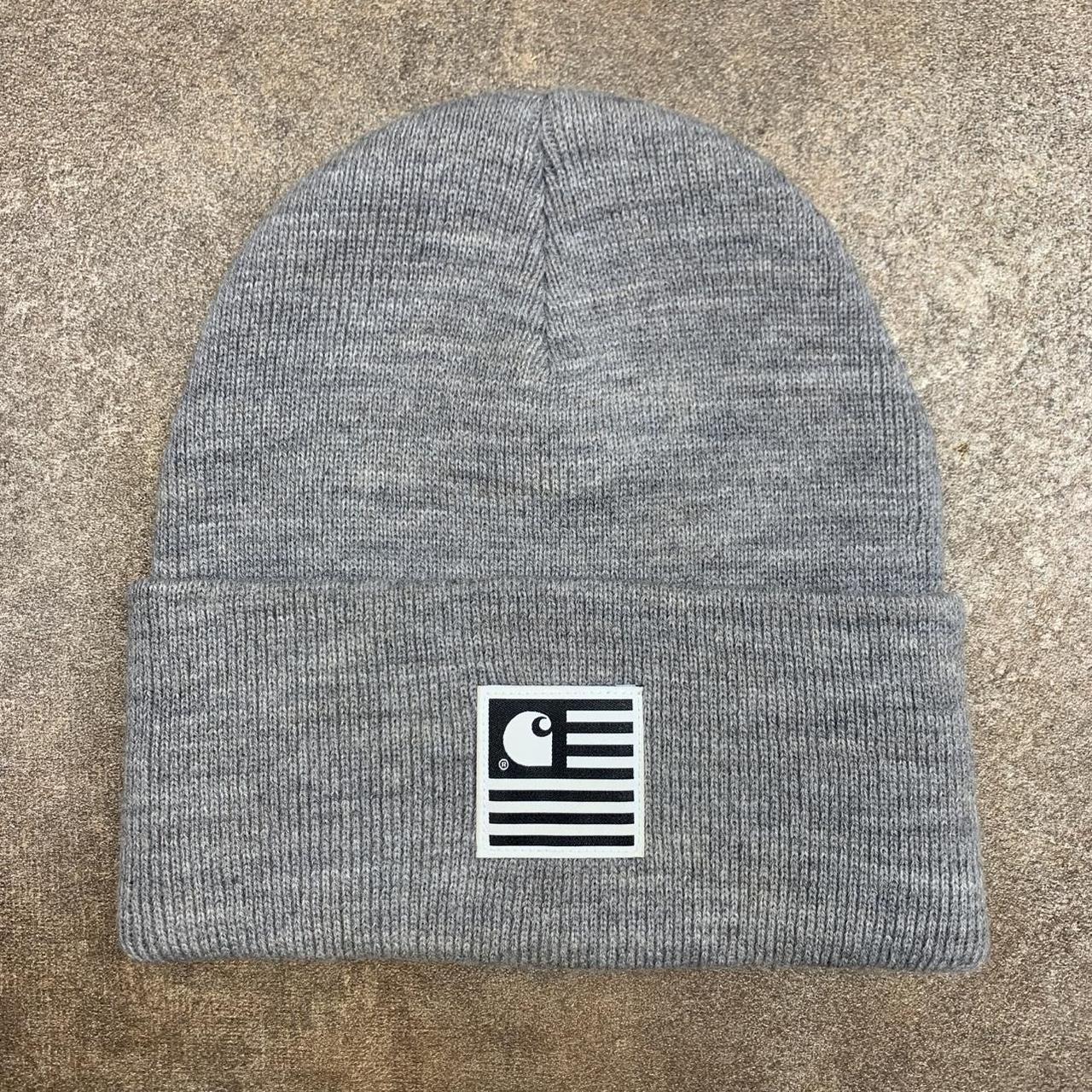 Carhartt W.I.P light grey logo beanie