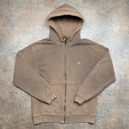 Quiksilver 00s brown grunge graphic zip hoodie