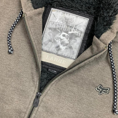 Fox Racing 00s sasquatch fur lined grey boxy zip hoodie