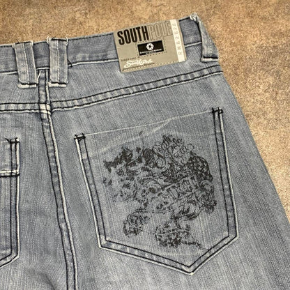 Southpole 00s baggy graphic grey denim jeans