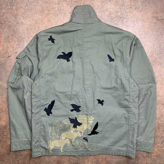 Quiksilver 00s khaki graphic shirt jacket