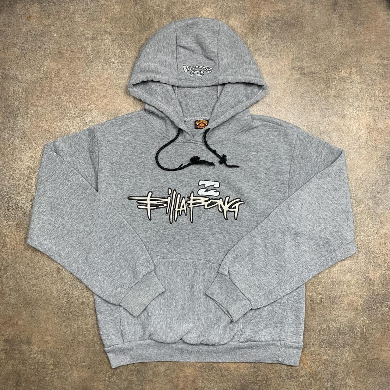 Billabong 90s light grey boxy graphic hoodie
