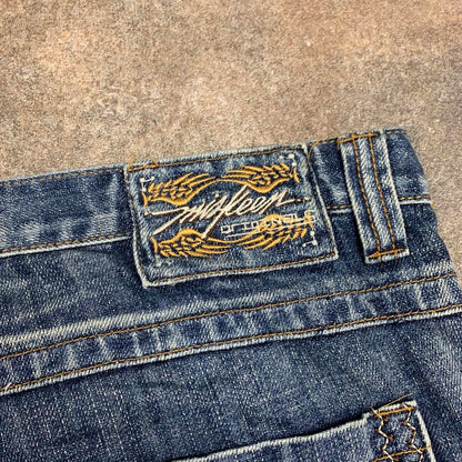 Miskeen 90s graphic baggy blue denim jeans