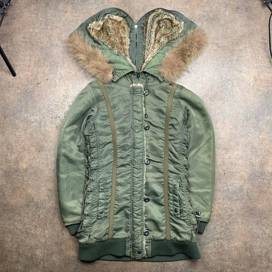 Avirex 00s split hood khaki green utilised jacket