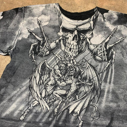 Affliction 00s black grey grunge graphic tee