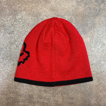 Fox Racing 00s reversible black red graphic skully beanie
