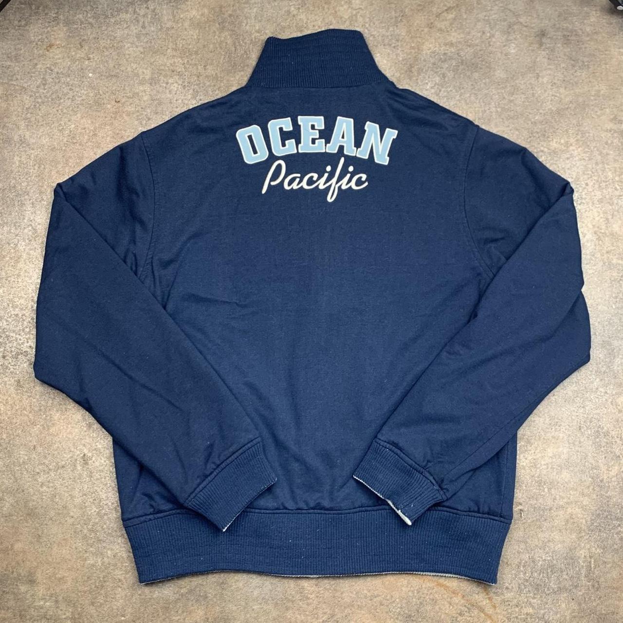 Ocean Pacific 00s navy white reversible graphic zip jumper