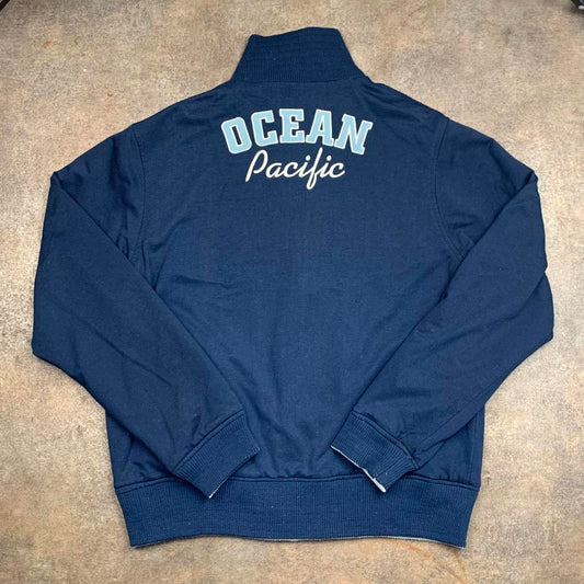 Ocean Pacific 00s navy white reversible graphic zip jumper