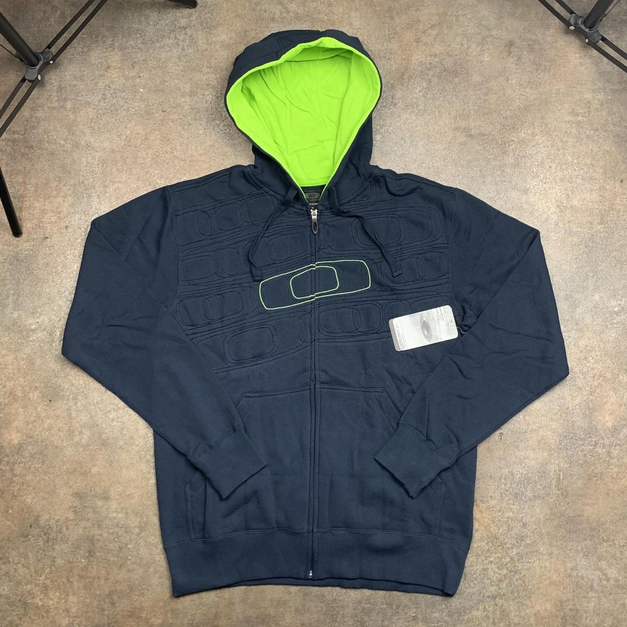 Oakley 00s navy green boxy graphic zip hoodie