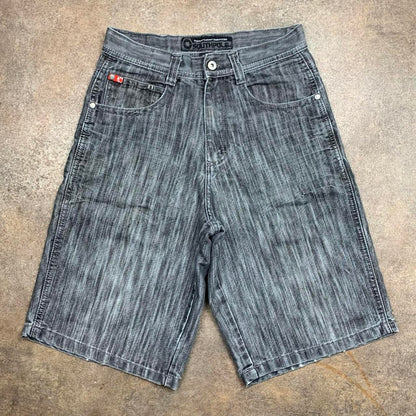 Southpole 00s red tab baggy black grey jorts