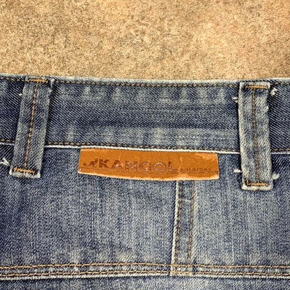 Kangol 00s denim baggy navy blue double knee jeans