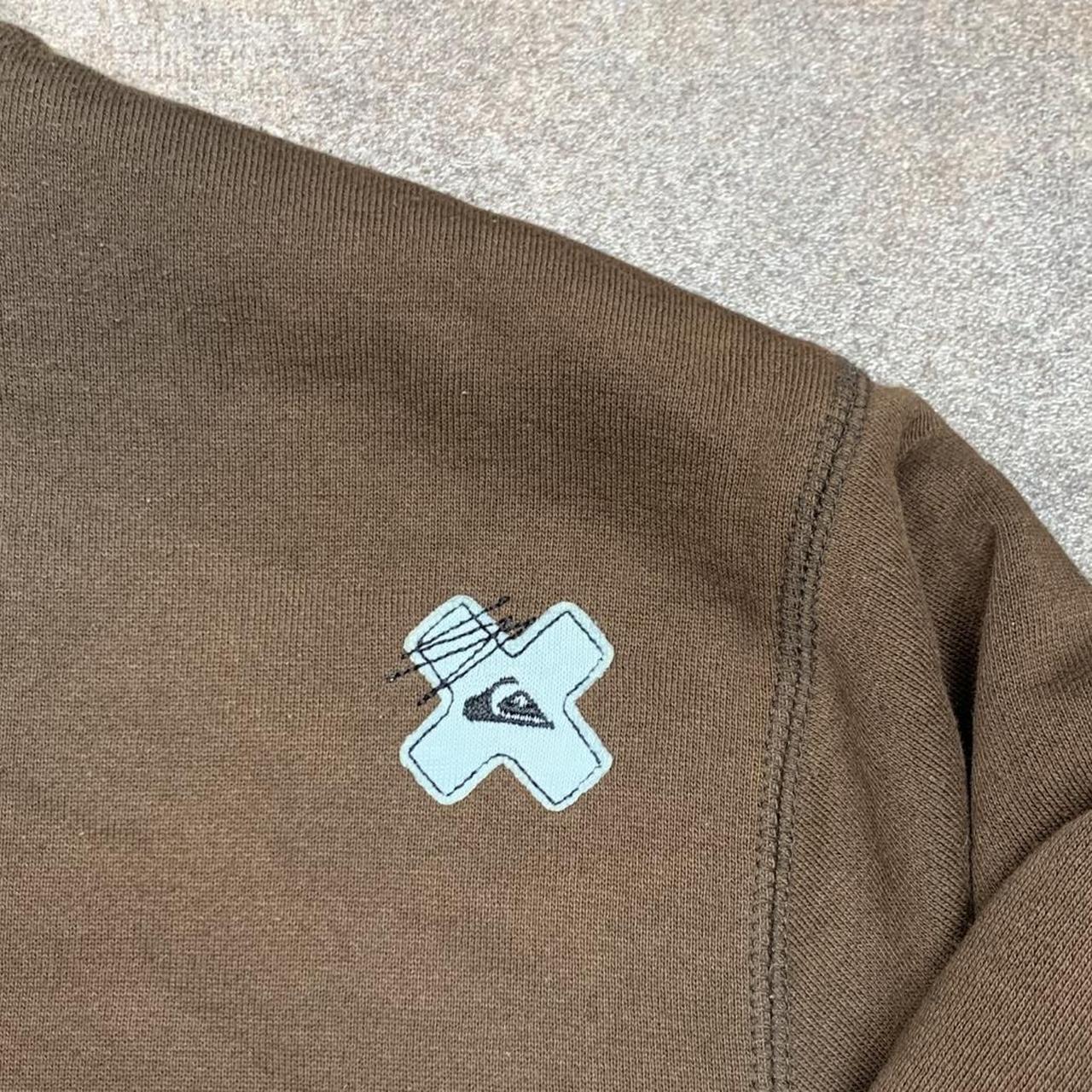 Quiksilver 00s brown fur lined boxy graphic hoodie