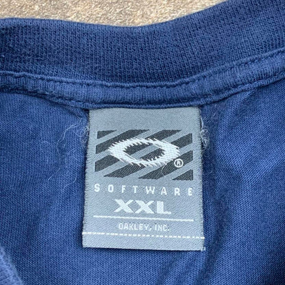 Oakley Software 90s flame graphic navy long sleeve tee
