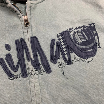 Animal 00s blue graphic cut and sew zip hoodie