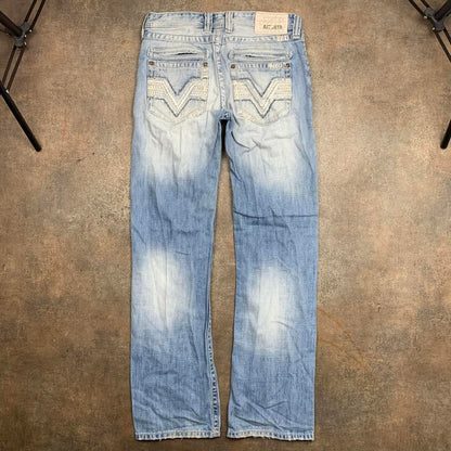 Affliction 00s blue washed baggy denim jeans