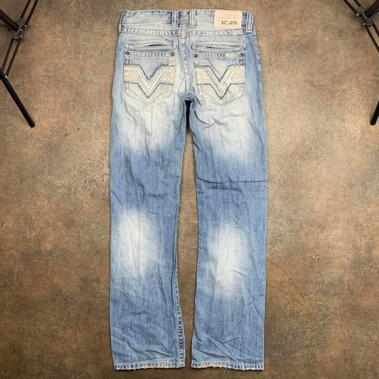 Affliction 00s blue washed baggy denim jeans