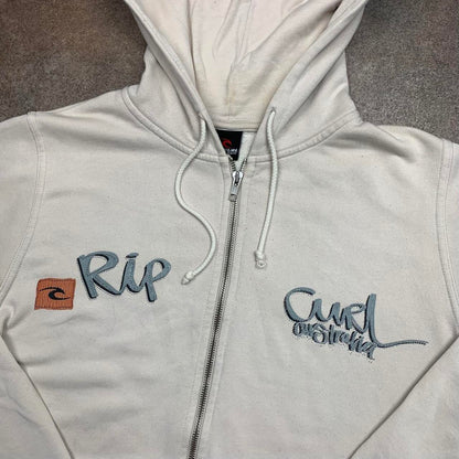 Rip Curl 00s white graphic zip hoodie